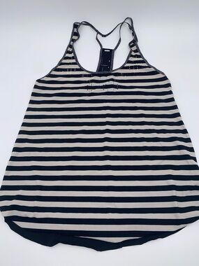 lululemon UPF Striped Racerback Tank, cutouts on front and back